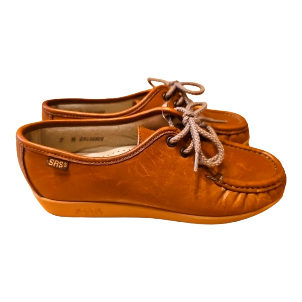 SAS Siesta womens leather shoes lace up sneakers brown size 7